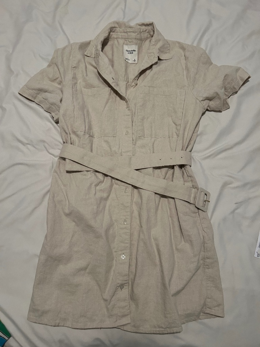 Abercrombie Belted Linen Mini Shirt Dress